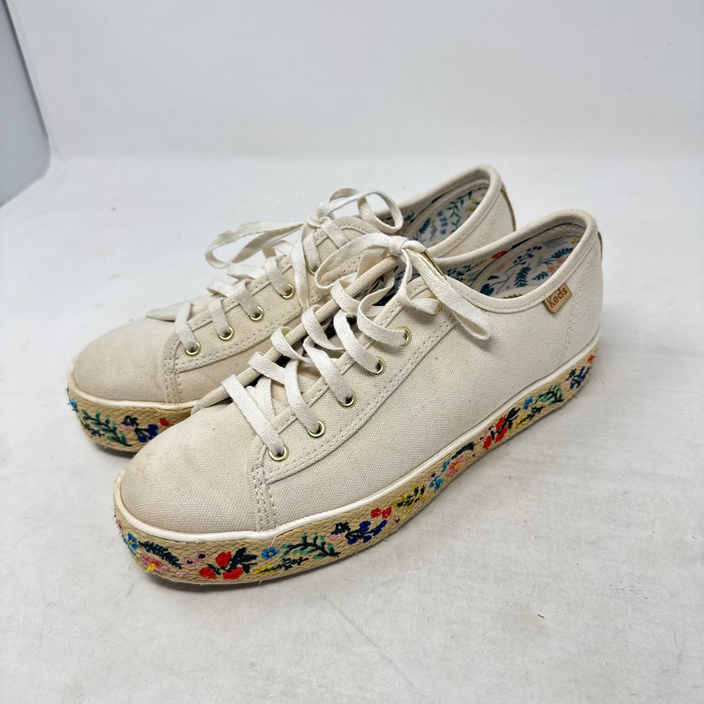 Rifle Paper Co. Keds Platform 6.5 Embroidered‎ Floral Canvas Espadrille Shoes